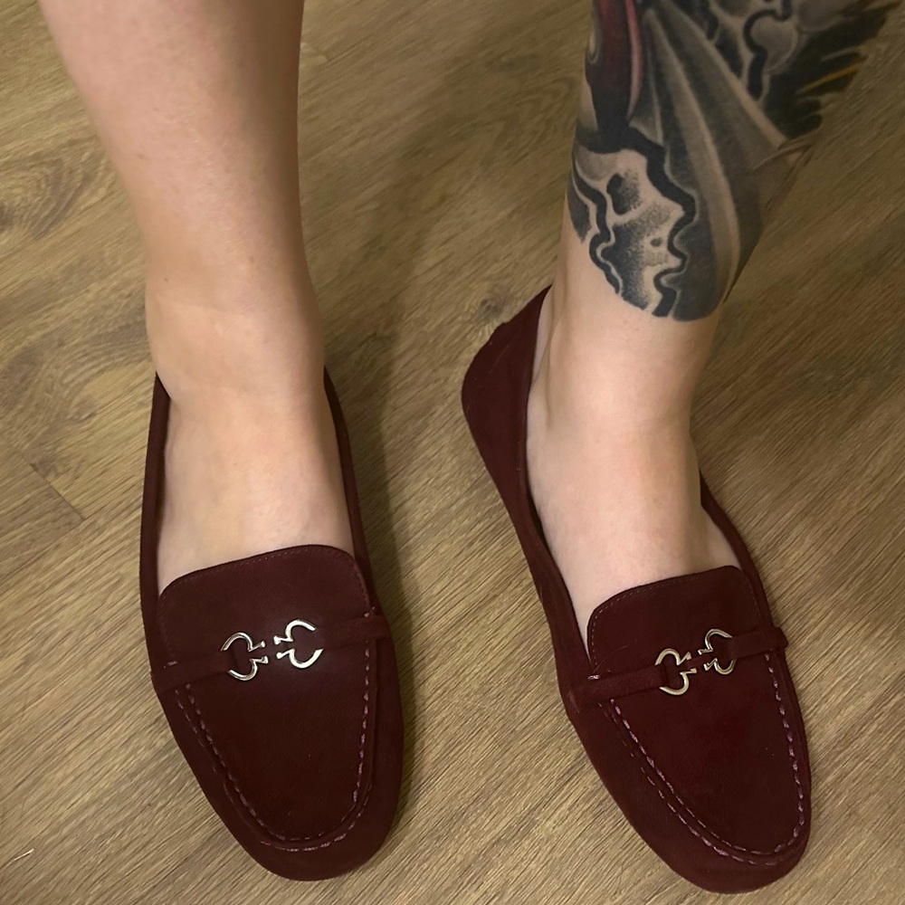 Kate Spade burgundy suede loafers